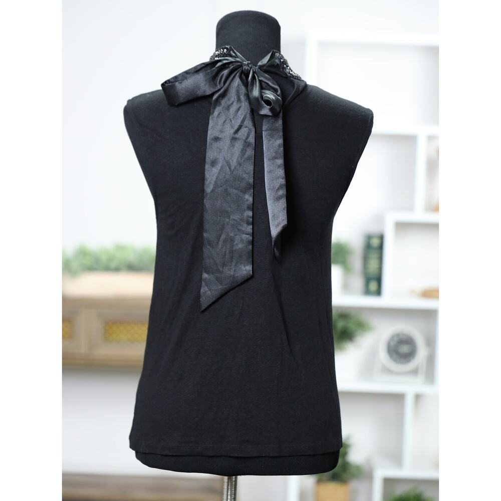 Generation Love Embellished Mock Neck Tank Black Cocktail Statement Bow Back — image 6 of 8